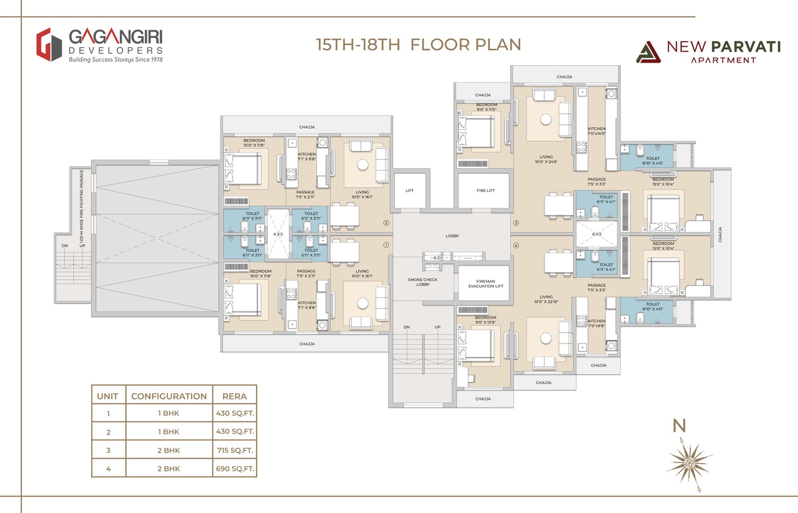 Floor Layout - 15th-18th Floor